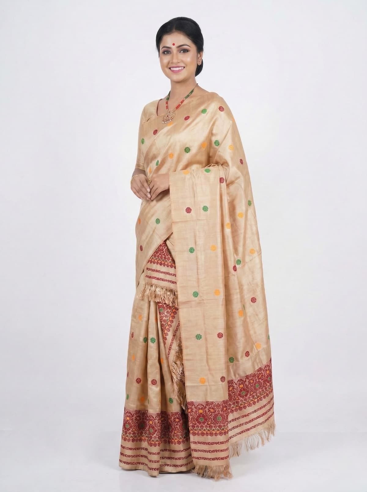 Handwoven Tussar Silk Mekhela Sador Jura