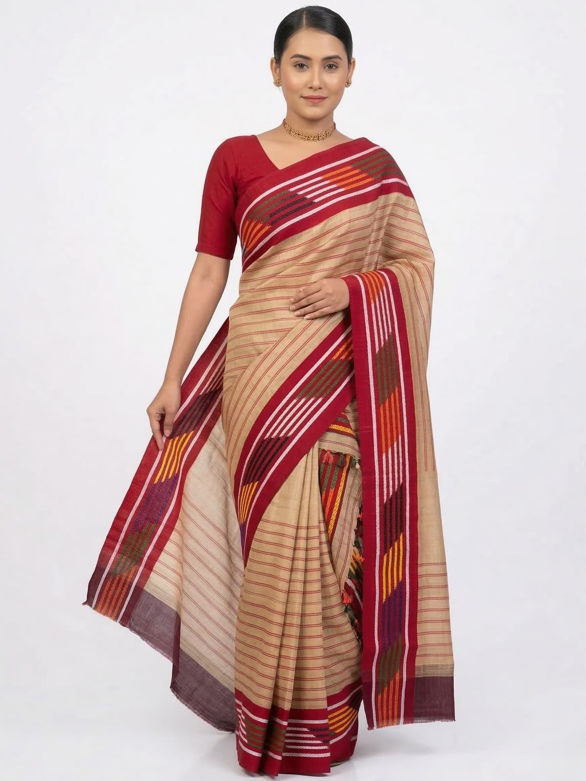 Handwoven Tussar Silk & Wool Riha Sador
