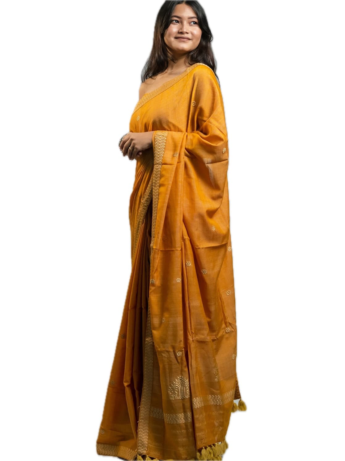 Handwoven Golden Yellow Tussar and Modal Saree