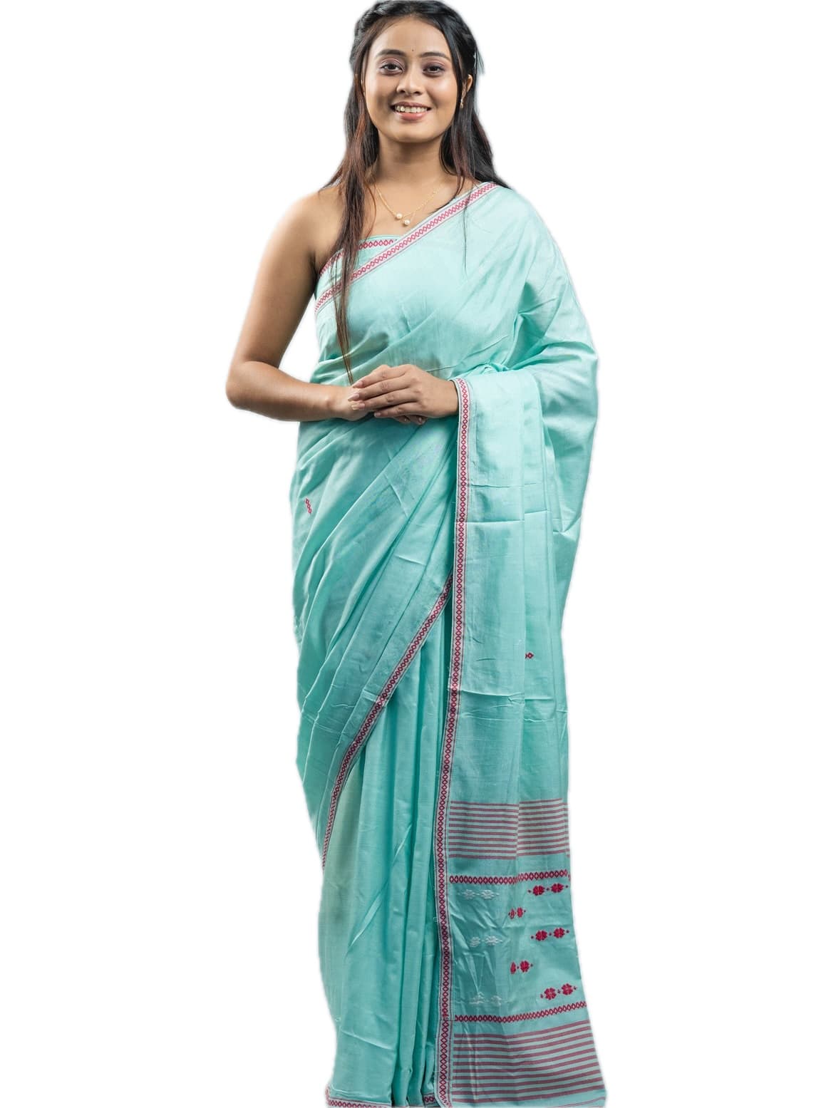 Handwoven Light Blue Cotton Mulberry Silk Saree